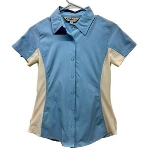 Club Ride Womens Shirt S Light Blue Cycling Mesh Pockets Snap Zip Front Jersey